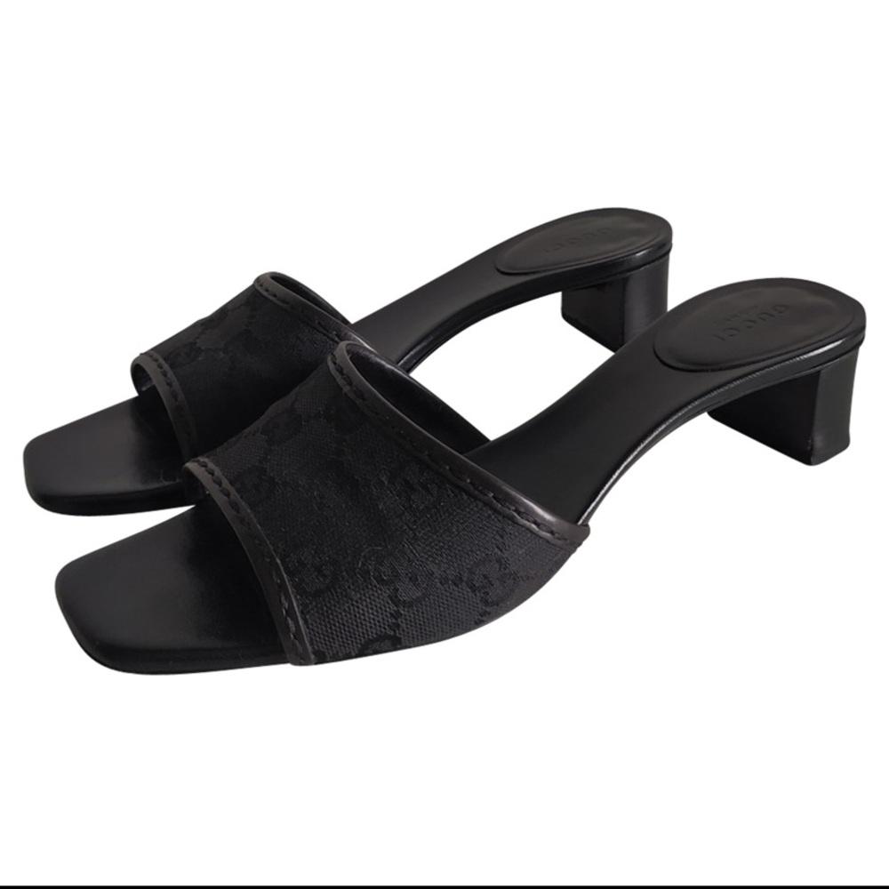 Gucci Black Logo Jacquard Slide Sandals